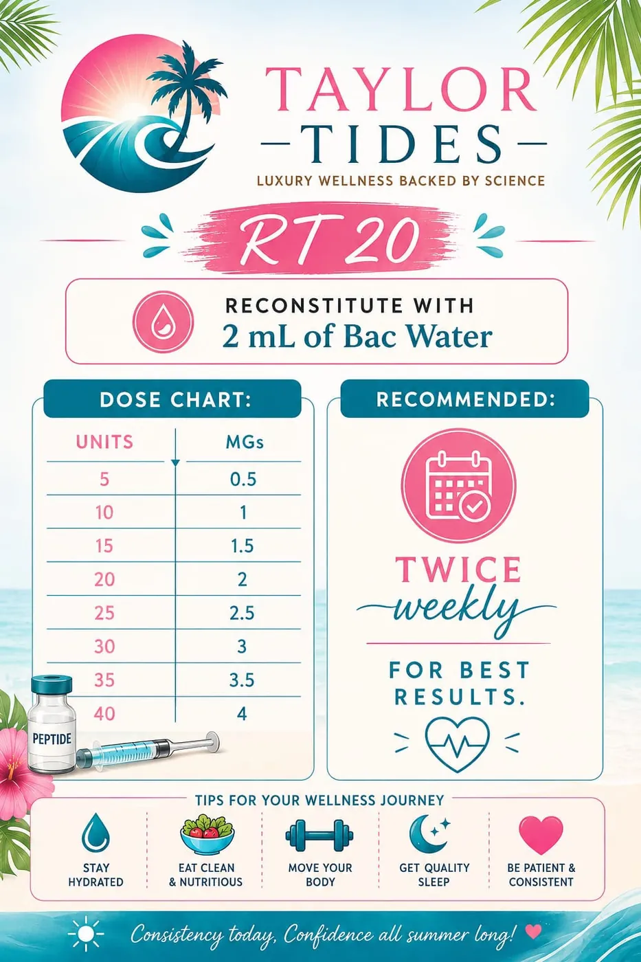 Retatrutide RT20 — Dosing Chart — Taylor Tides guide